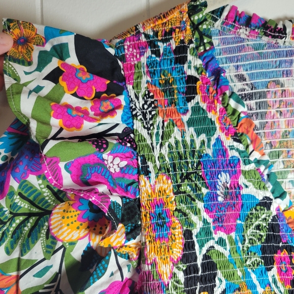 Baltic Born Kyrie Puff Sleeve Floral Print Dress Ruffle Shoulder Vibrant Boho XL - Picture 7 of 15